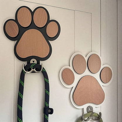 Paw Print Wooden Leash Hanger for Dogs and Pet Lovers