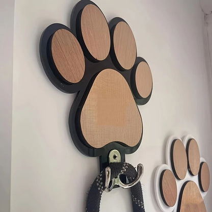 Paw Print Wooden Leash Hanger for Dogs and Pet Lovers