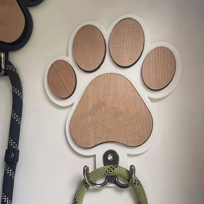Paw Print Wooden Leash Hanger for Dogs and Pet Lovers