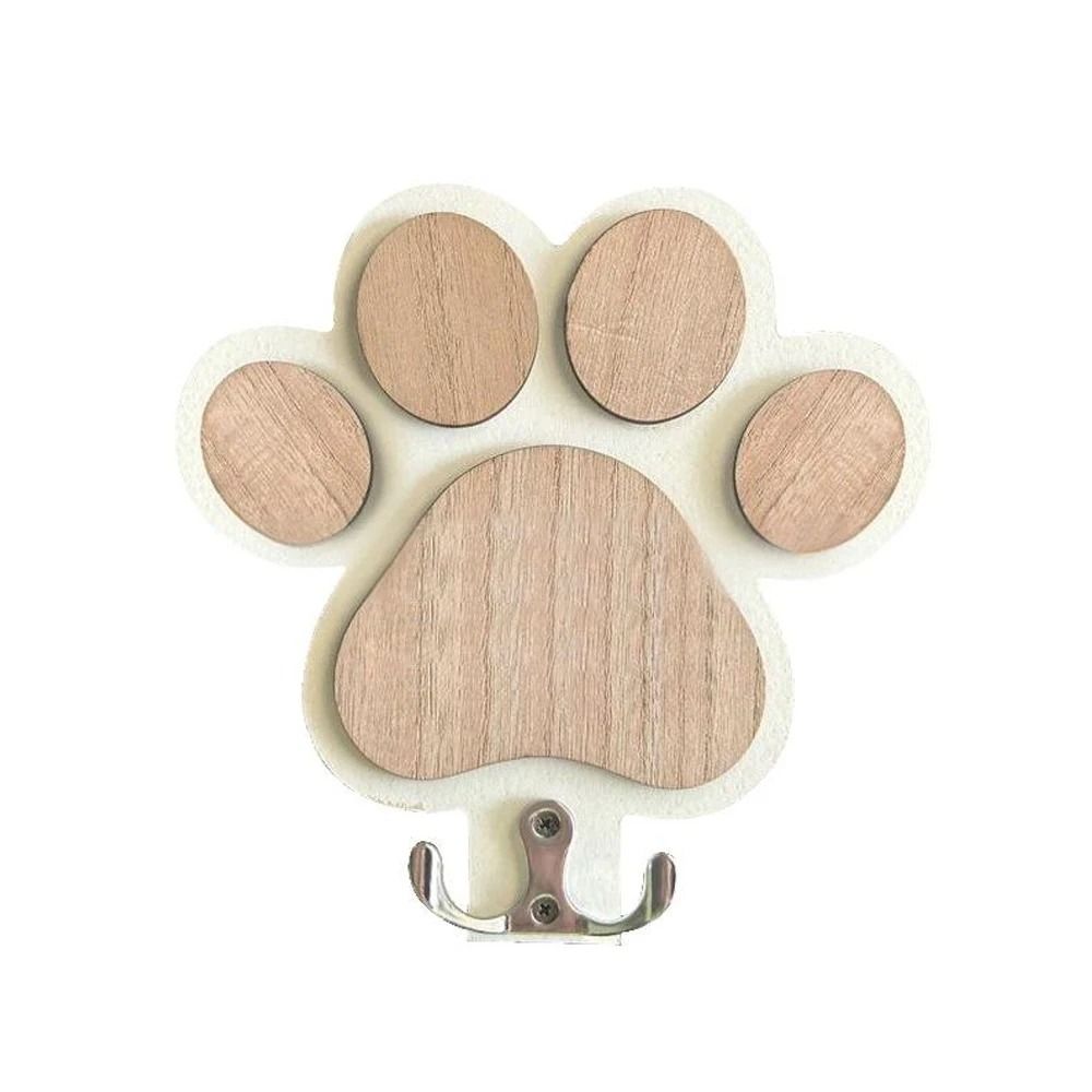Paw Print Wooden Leash Hanger for Dogs and Pet Lovers