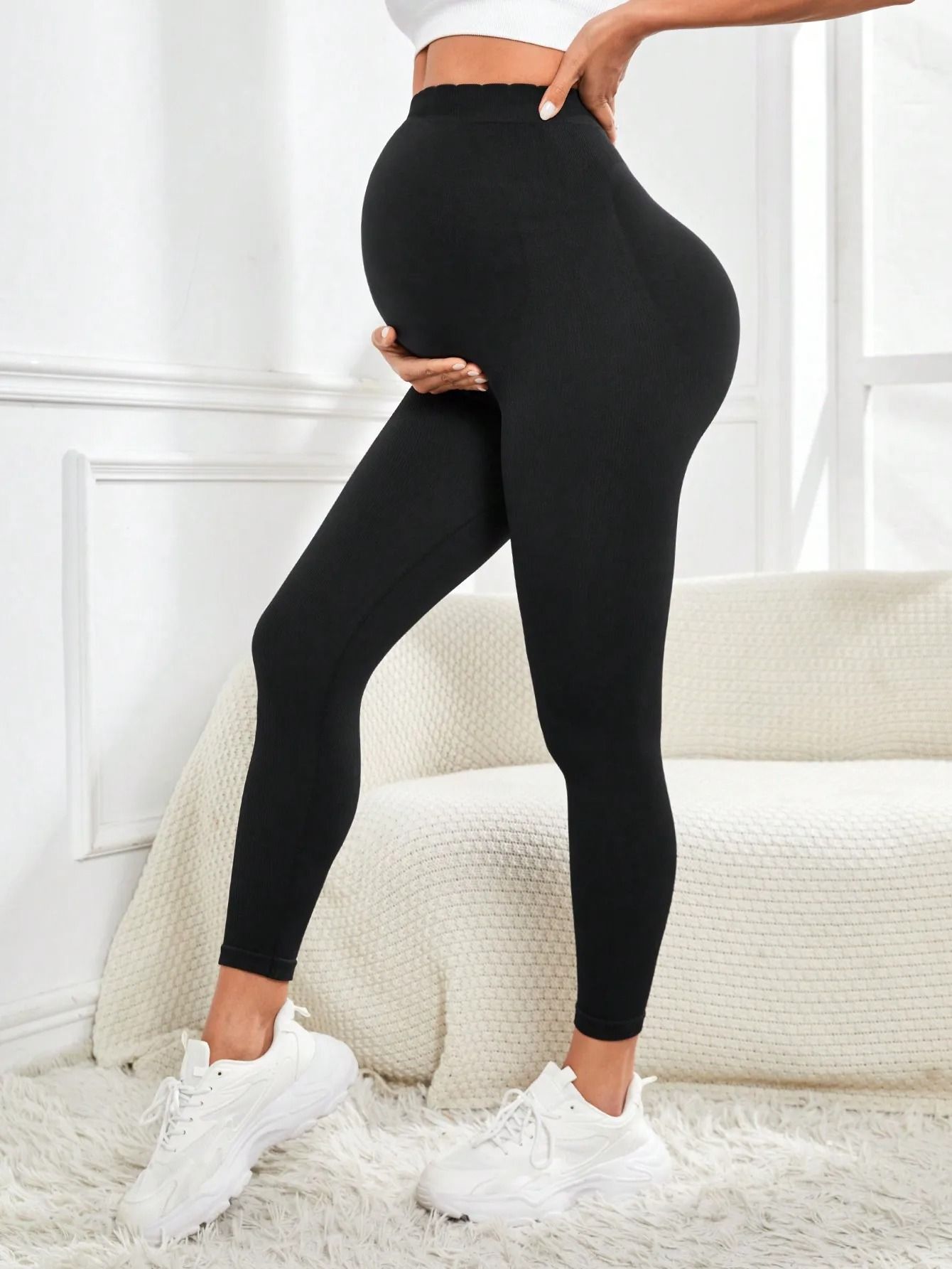 High Waist Maternity Leggings with Belly Support