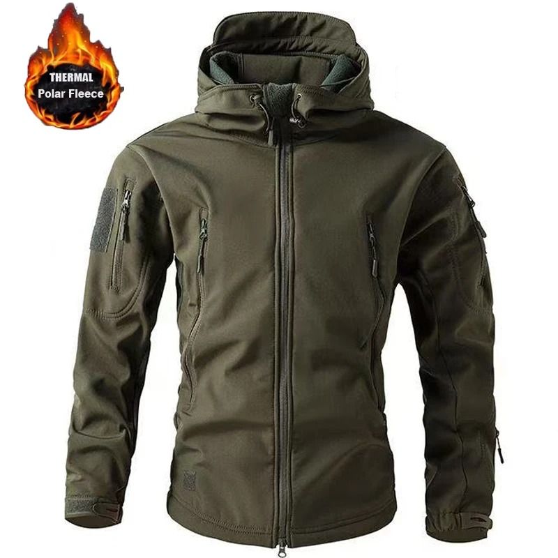 Mens Waterproof Softshell Fleece Jacket Outdoor Thermal Hiking and Camping Coat