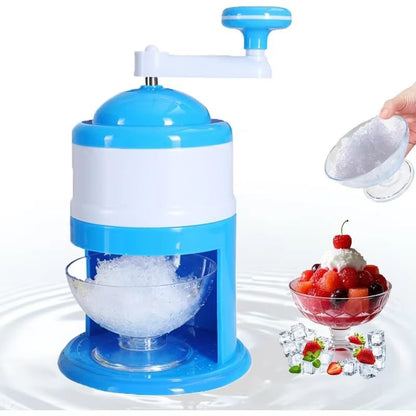 GlacierEase Portable Slush & Ice Crusher Machine – Manual Crank, BPA-Free (Blue)