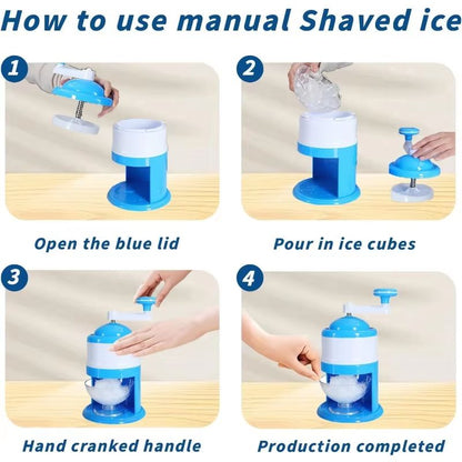 GlacierEase Portable Slush & Ice Crusher Machine – Manual Crank, BPA-Free (Blue)