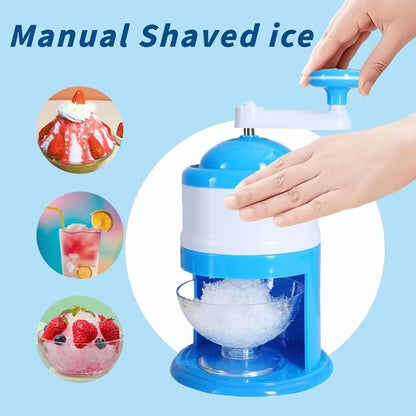 GlacierEase Portable Slush & Ice Crusher Machine – Manual Crank, BPA-Free (Blue)