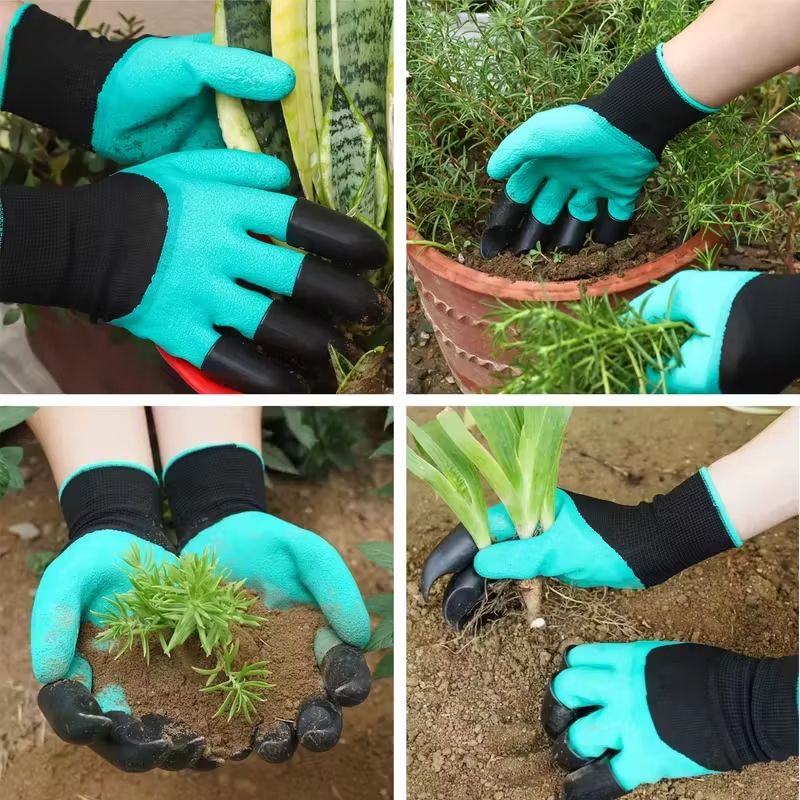 GardenPro 8-Piece Hand-Claw Digging Gloves Set – Waterproof ABS Plastic Work Gloves for Planting, Propagation & Outdoor