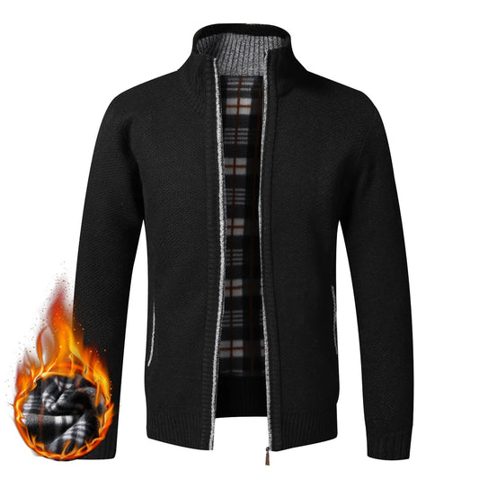 Mens Warm Fleece Zip Cardigan Sweater