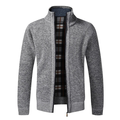 Mens Warm Fleece Zip Cardigan Sweater