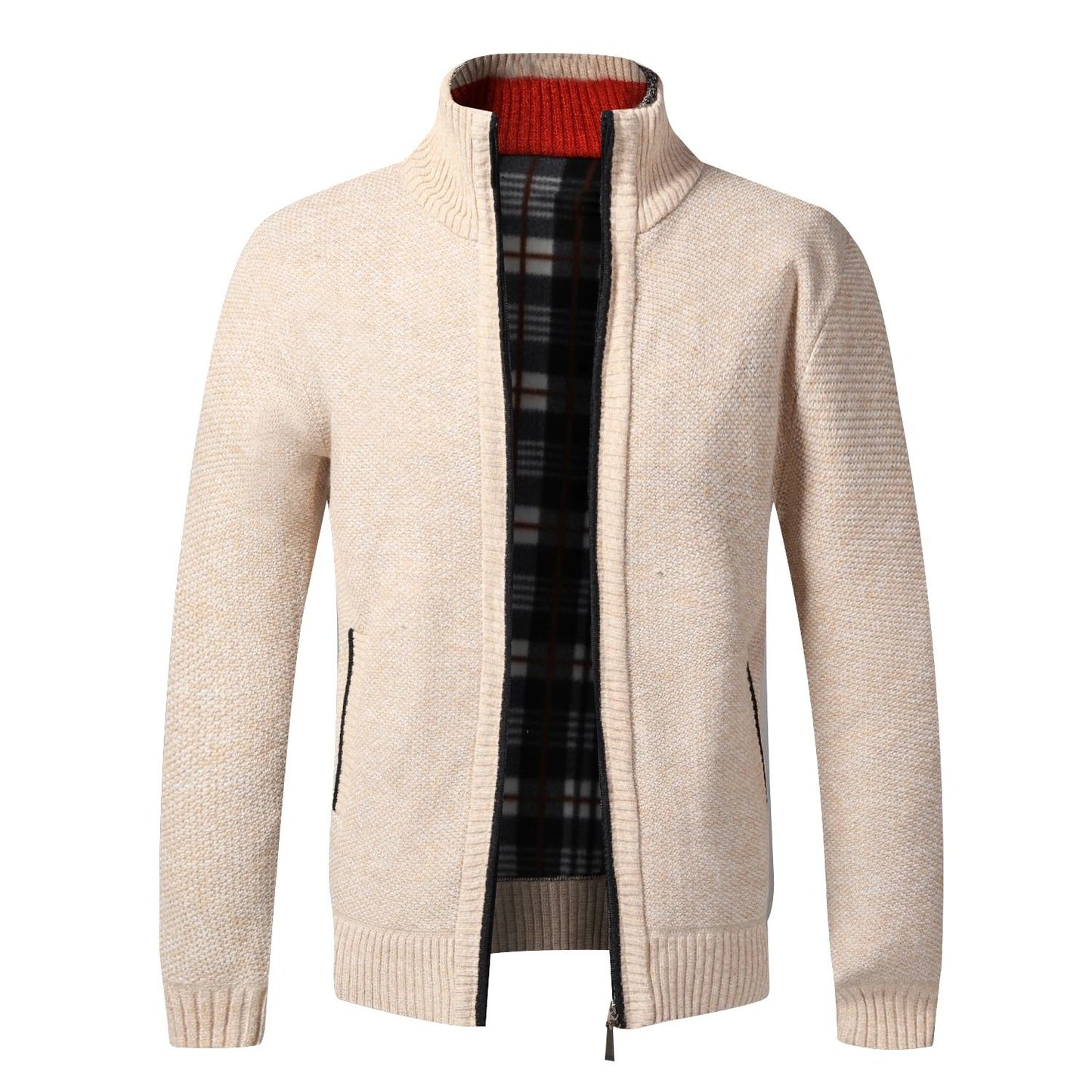 Mens Warm Fleece Zip Cardigan Sweater