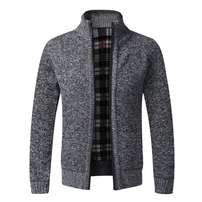 Mens Warm Fleece Zip Cardigan Sweater
