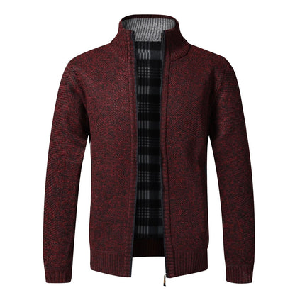 Mens Warm Fleece Zip Cardigan Sweater