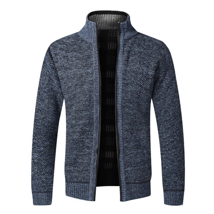 Mens Warm Fleece Zip Cardigan Sweater