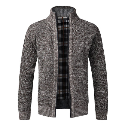 Mens Warm Fleece Zip Cardigan Sweater