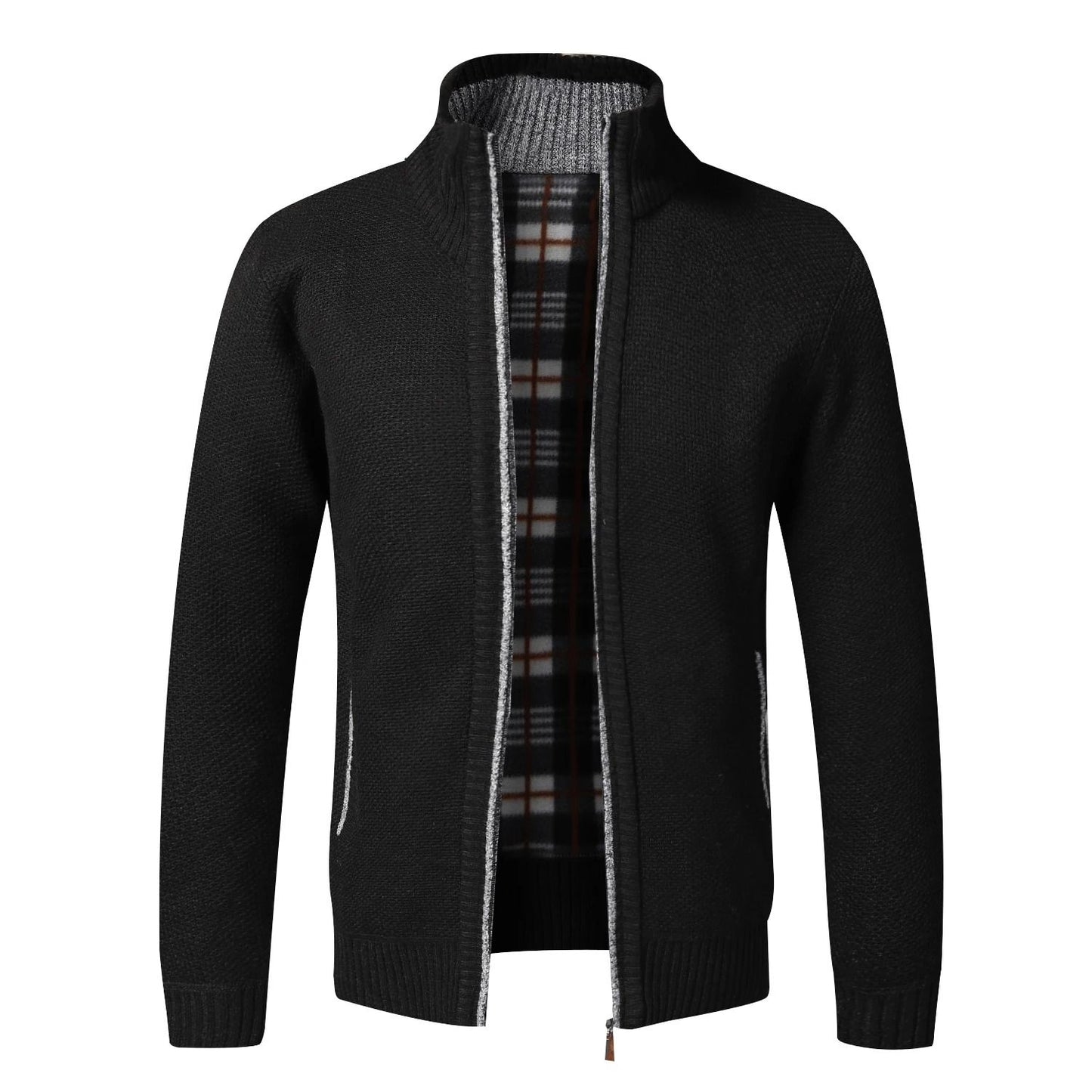 Mens Warm Fleece Zip Cardigan Sweater