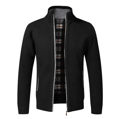 Mens Warm Fleece Zip Cardigan Sweater