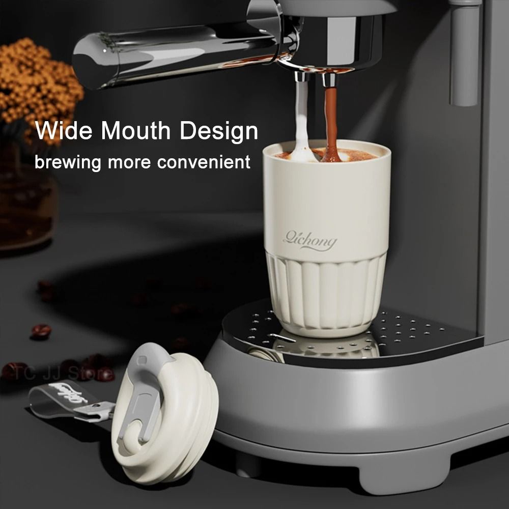 410ml Ceramic Liner Vacuum Insulated Thermos Coffee Cup Double Wall Stainless Steel