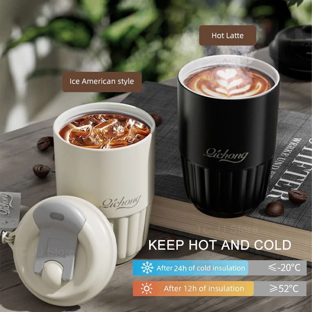 410ml Ceramic Liner Vacuum Insulated Thermos Coffee Cup Double Wall Stainless Steel