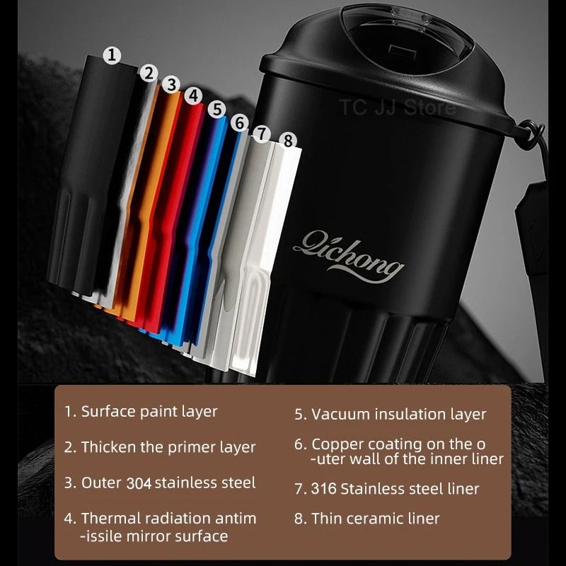410ml Ceramic Liner Vacuum Insulated Thermos Coffee Cup Double Wall Stainless Steel