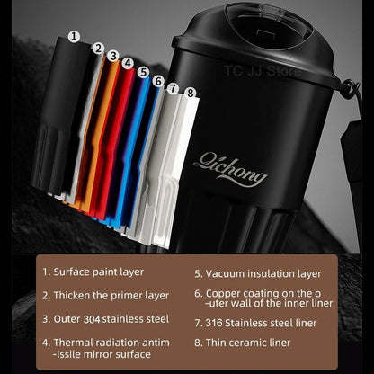 410ml Ceramic Liner Vacuum Insulated Thermos Coffee Cup Double Wall Stainless Steel