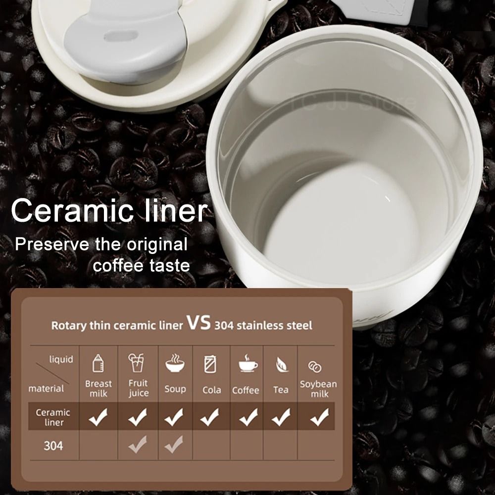 410ml Ceramic Liner Vacuum Insulated Thermos Coffee Cup Double Wall Stainless Steel