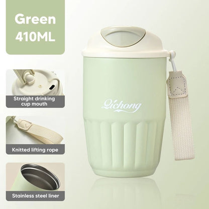410ml Ceramic Liner Vacuum Insulated Thermos Coffee Cup Double Wall Stainless Steel