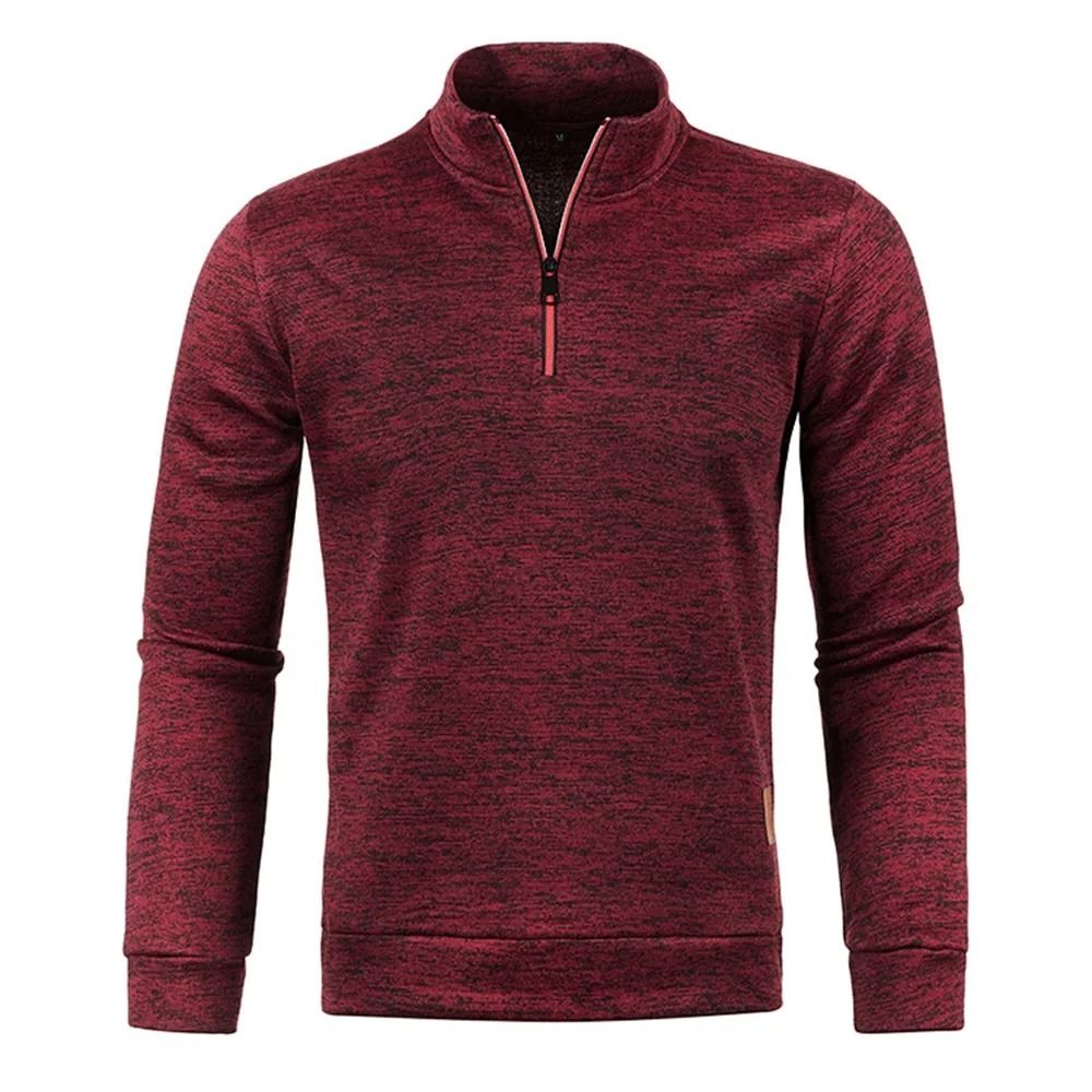 Mens Half Zip Pullover Sweatshirt with Turtleneck Collar