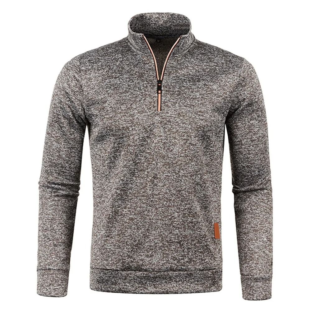 Mens Half Zip Pullover Sweatshirt with Turtleneck Collar
