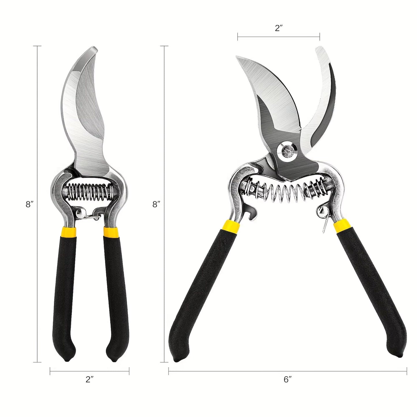 ProGrip 8 Heavy-Duty Steel Curved-Blade Pruners – Garden Pruning Shears for Bush, Shrub & Hedge Work