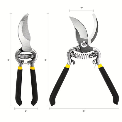 ProGrip 8 Heavy-Duty Steel Curved-Blade Pruners – Garden Pruning Shears for Bush, Shrub & Hedge Work