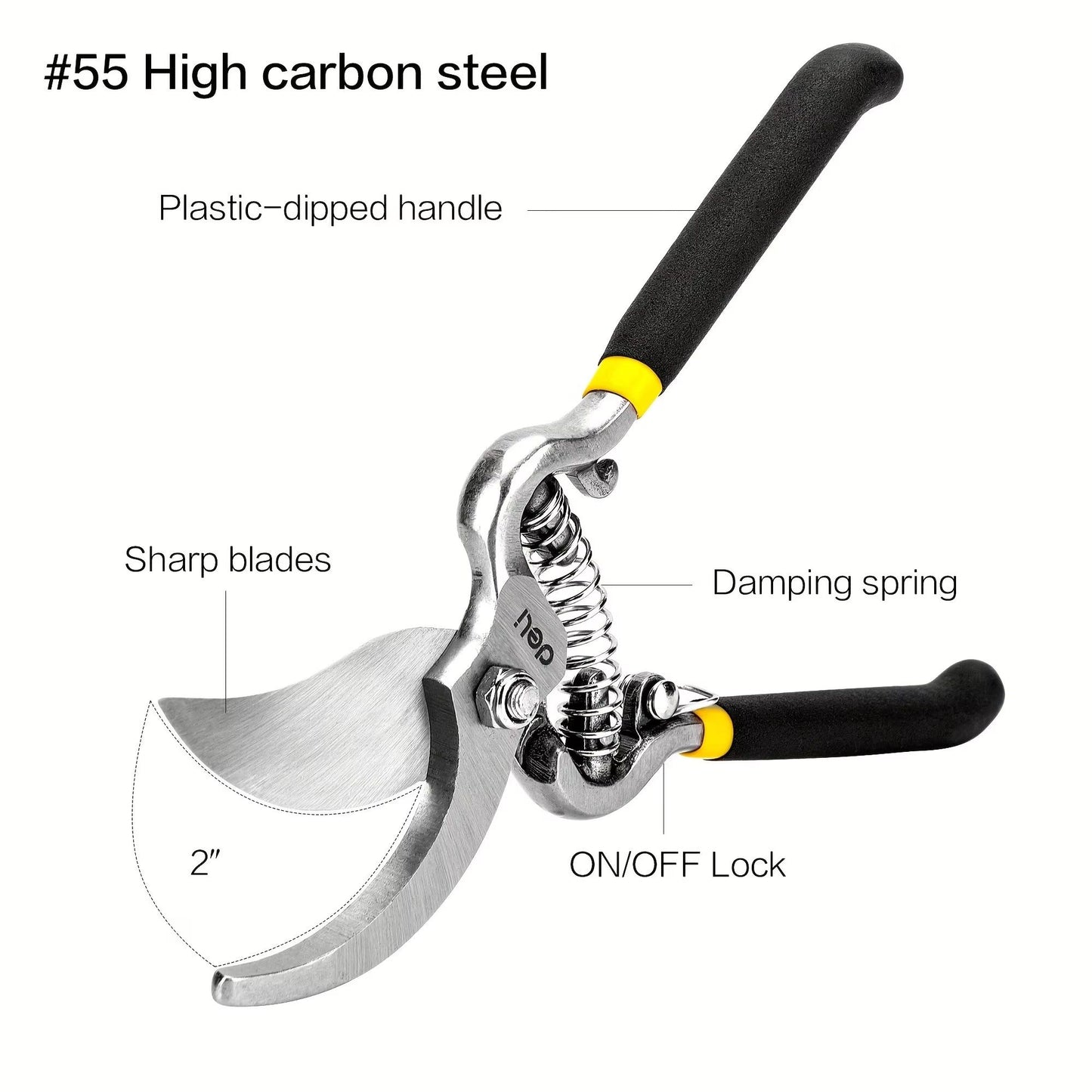 ProGrip 8 Heavy-Duty Steel Curved-Blade Pruners – Garden Pruning Shears for Bush, Shrub & Hedge Work