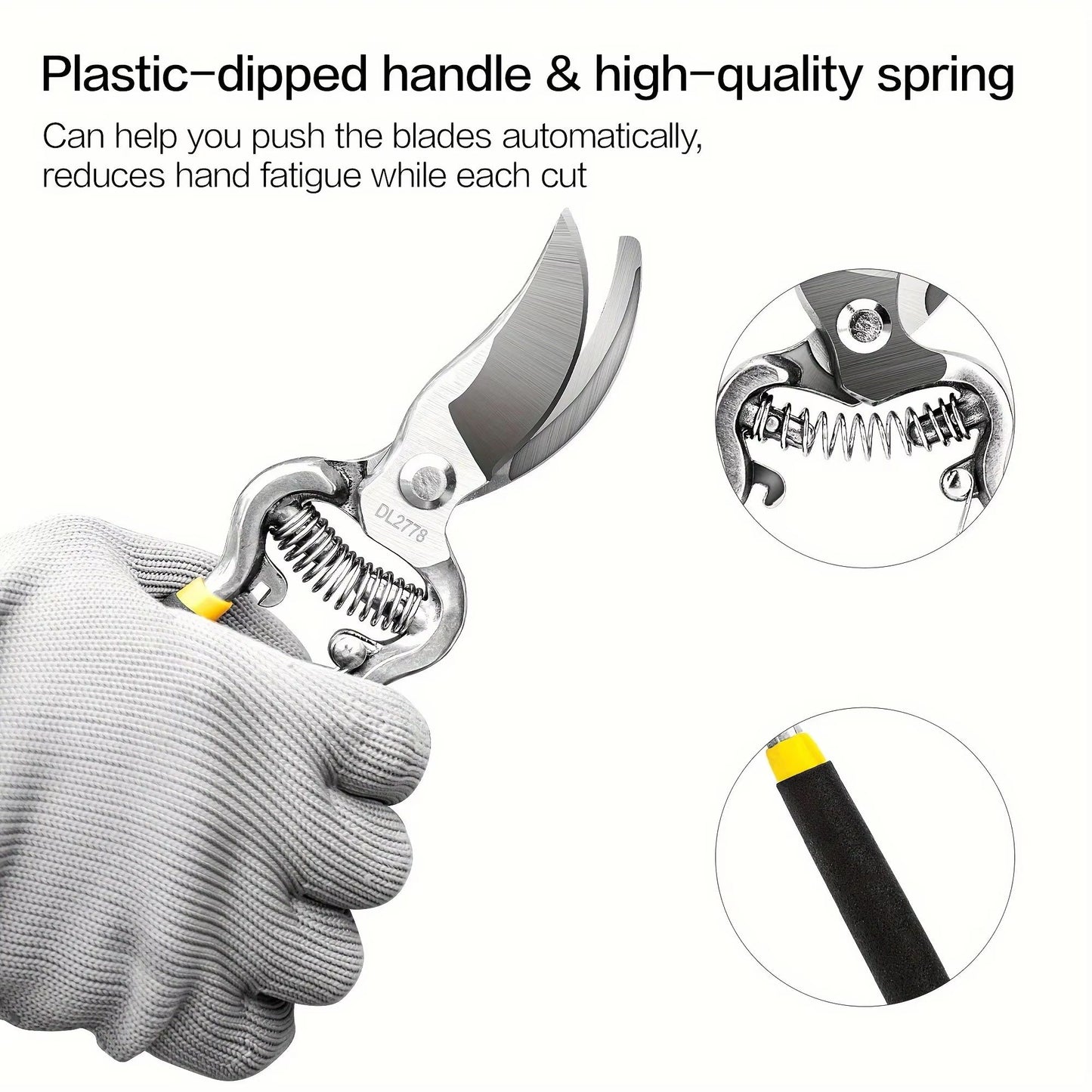 ProGrip 8 Heavy-Duty Steel Curved-Blade Pruners – Garden Pruning Shears for Bush, Shrub & Hedge Work