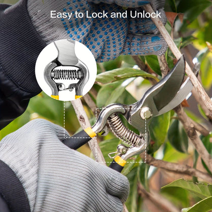 ProGrip 8 Heavy-Duty Steel Curved-Blade Pruners – Garden Pruning Shears for Bush, Shrub & Hedge Work