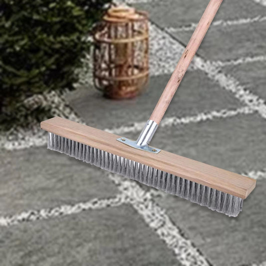 TurboScrub 19.7 in Stainless Steel Wire Floor Brush Head - Heavy-Duty Push Scrubber for Steps, Pool Decks
