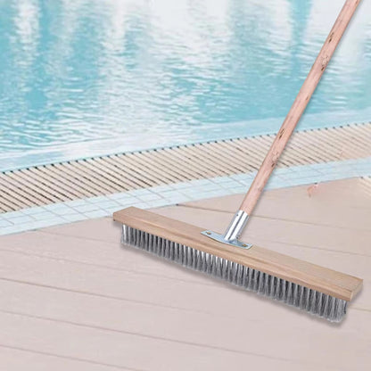 TurboScrub 19.7 in Stainless Steel Wire Floor Brush Head - Heavy-Duty Push Scrubber for Steps, Pool Decks