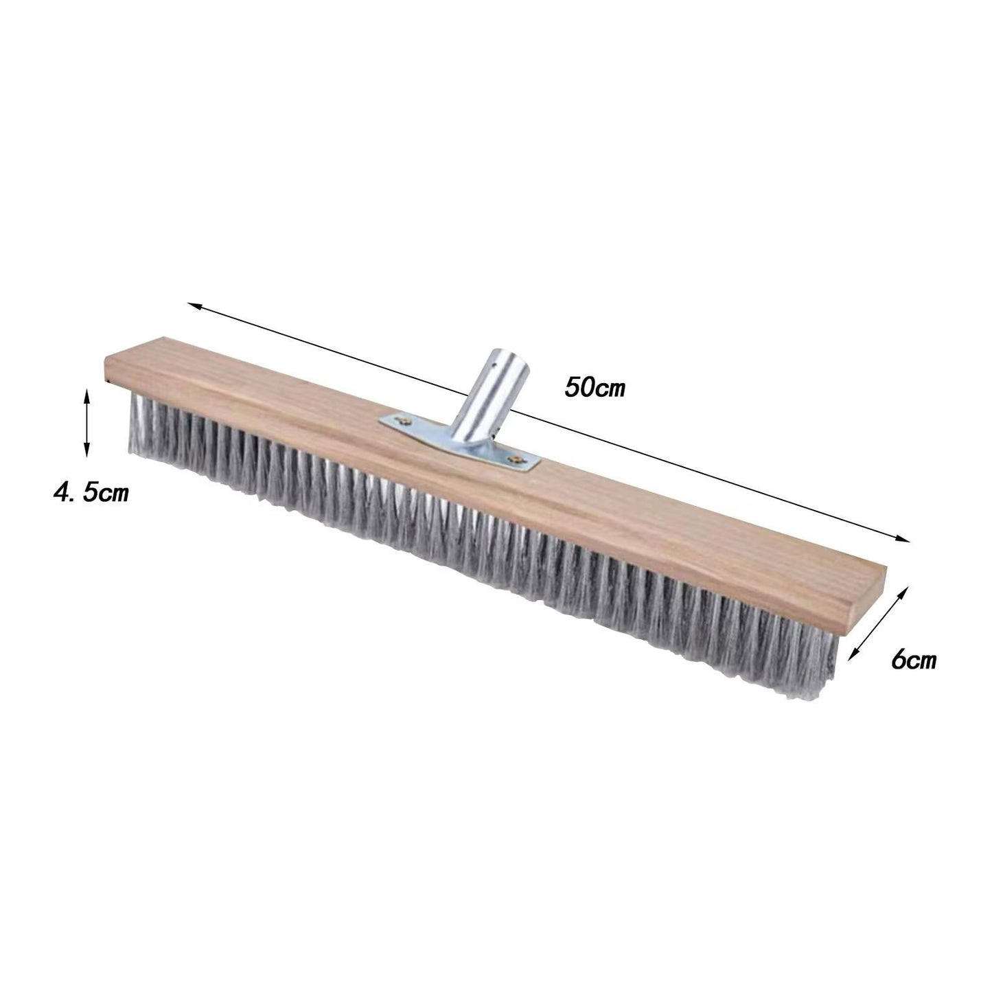TurboScrub 19.7 in Stainless Steel Wire Floor Brush Head - Heavy-Duty Push Scrubber for Steps, Pool Decks