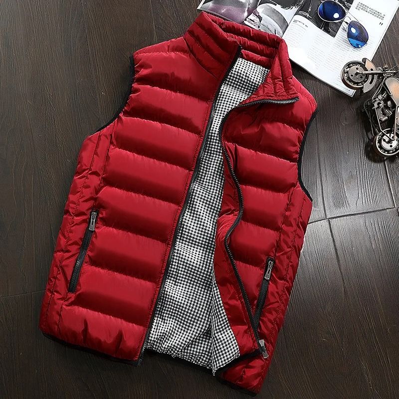 Men Windproof Warm Padded Vest Winter Sleeveless Jacket