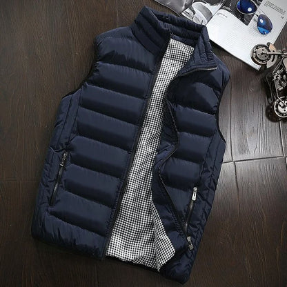 Men Windproof Warm Padded Vest Winter Sleeveless Jacket