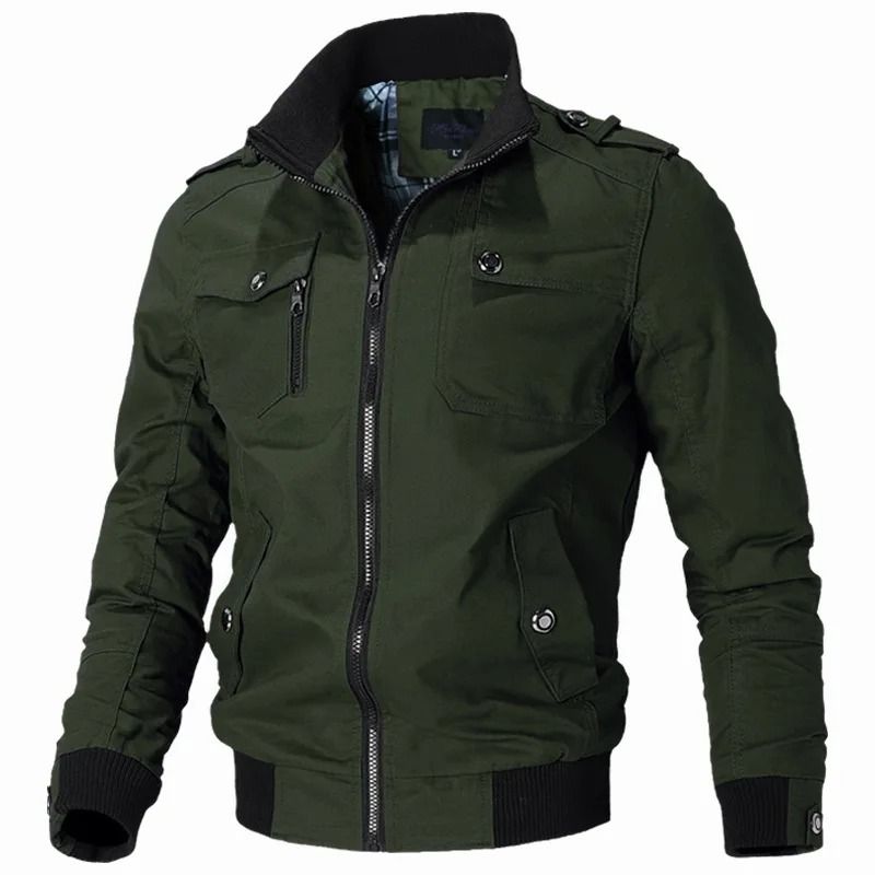 Men Tactical Military Cotton Jacket Slim Fit Casual Cargo Coat