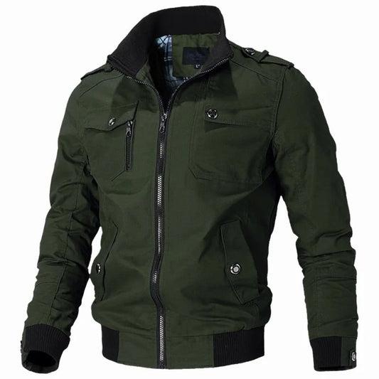 Men Tactical Military Cotton Jacket Slim Fit Casual Cargo Coat