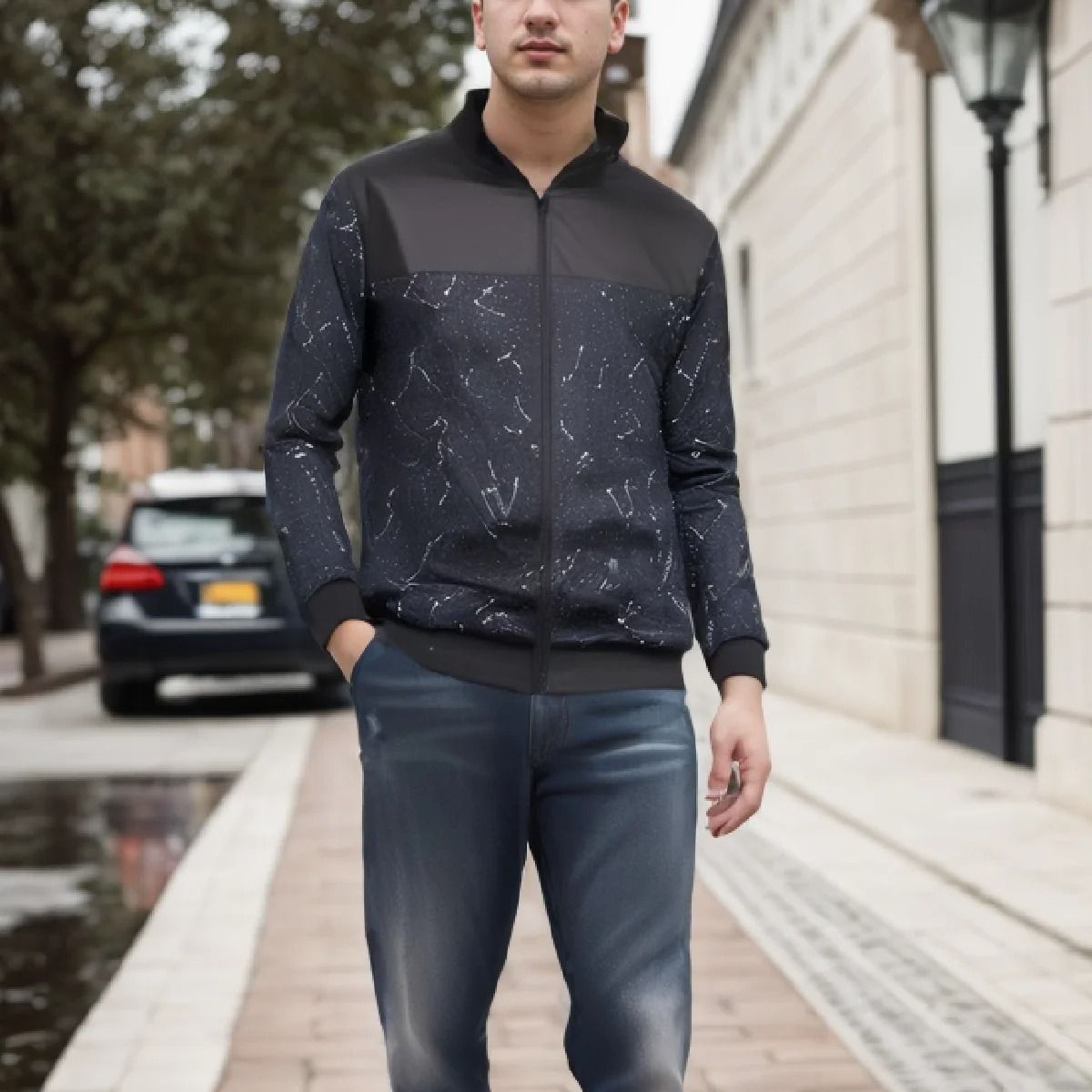 Mens Casual Baseball Collar Lightweight Jacket
