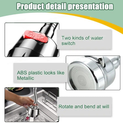360 Degree Rotatable Faucet Nozzle Adapter with Dual Spray Modes
