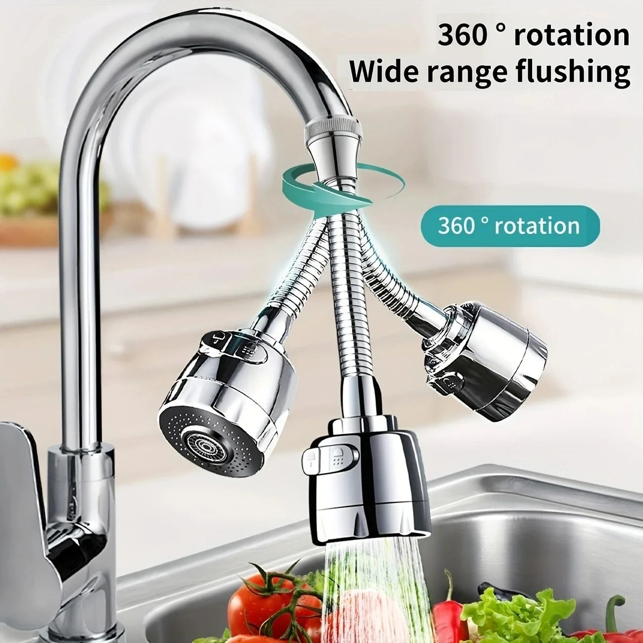 360 Degree Rotatable Faucet Nozzle Adapter with Dual Spray Modes