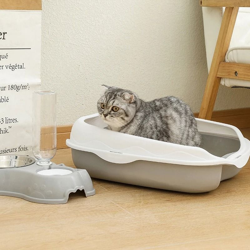 Semi Enclosed Cat Litter Box Splash-Proof Large Size