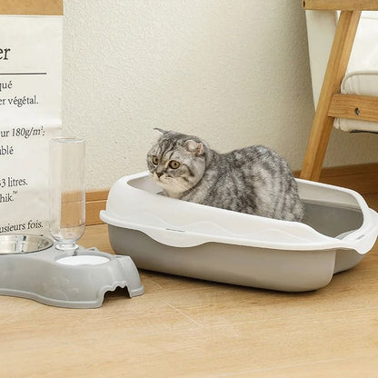 Semi Enclosed Cat Litter Box Splash-Proof Large Size