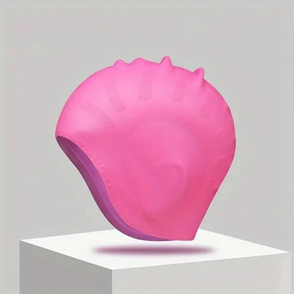 Durable Silicone Swimming Cap with Ear Pockets for Adults and Teens