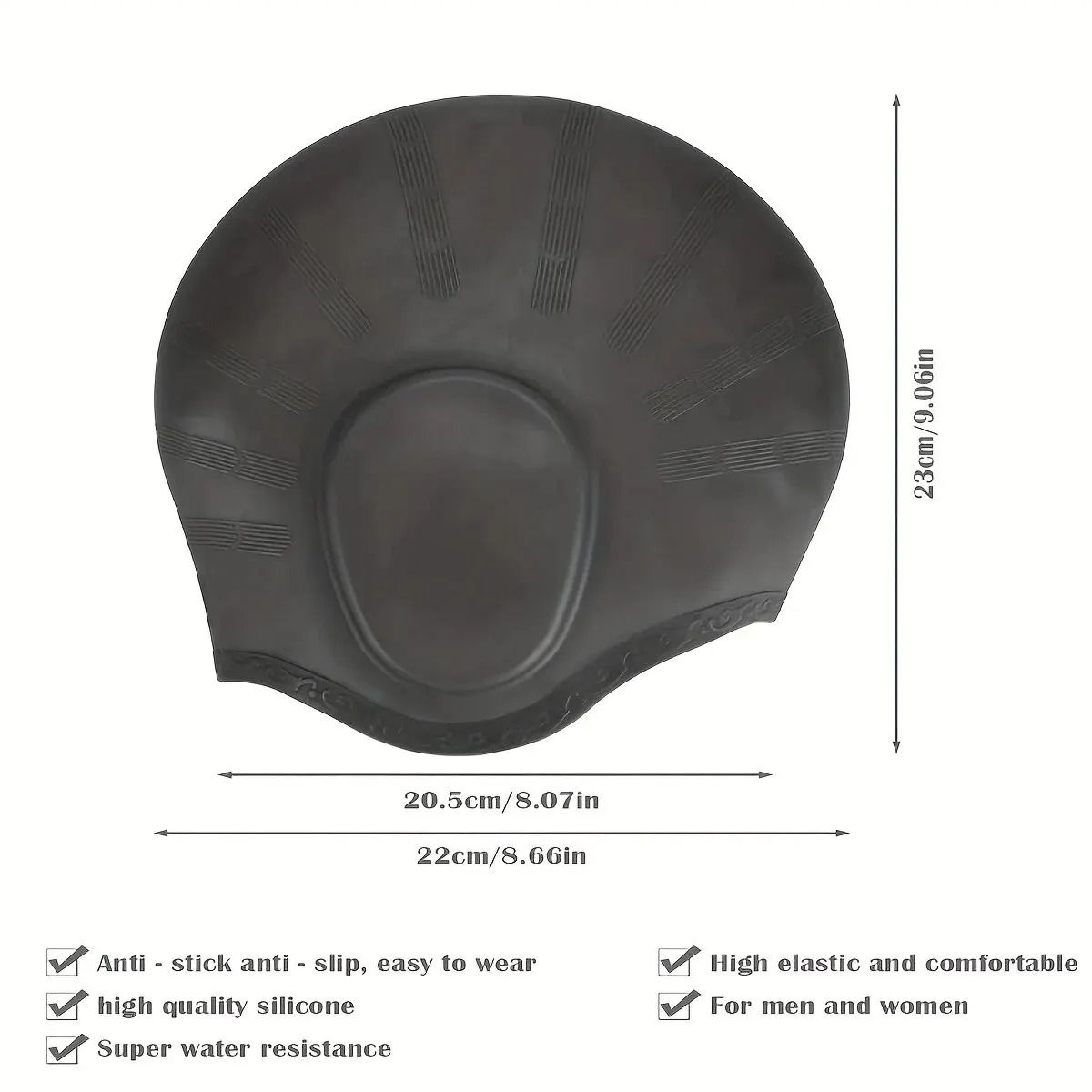 Durable Silicone Swimming Cap with Ear Pockets for Adults and Teens