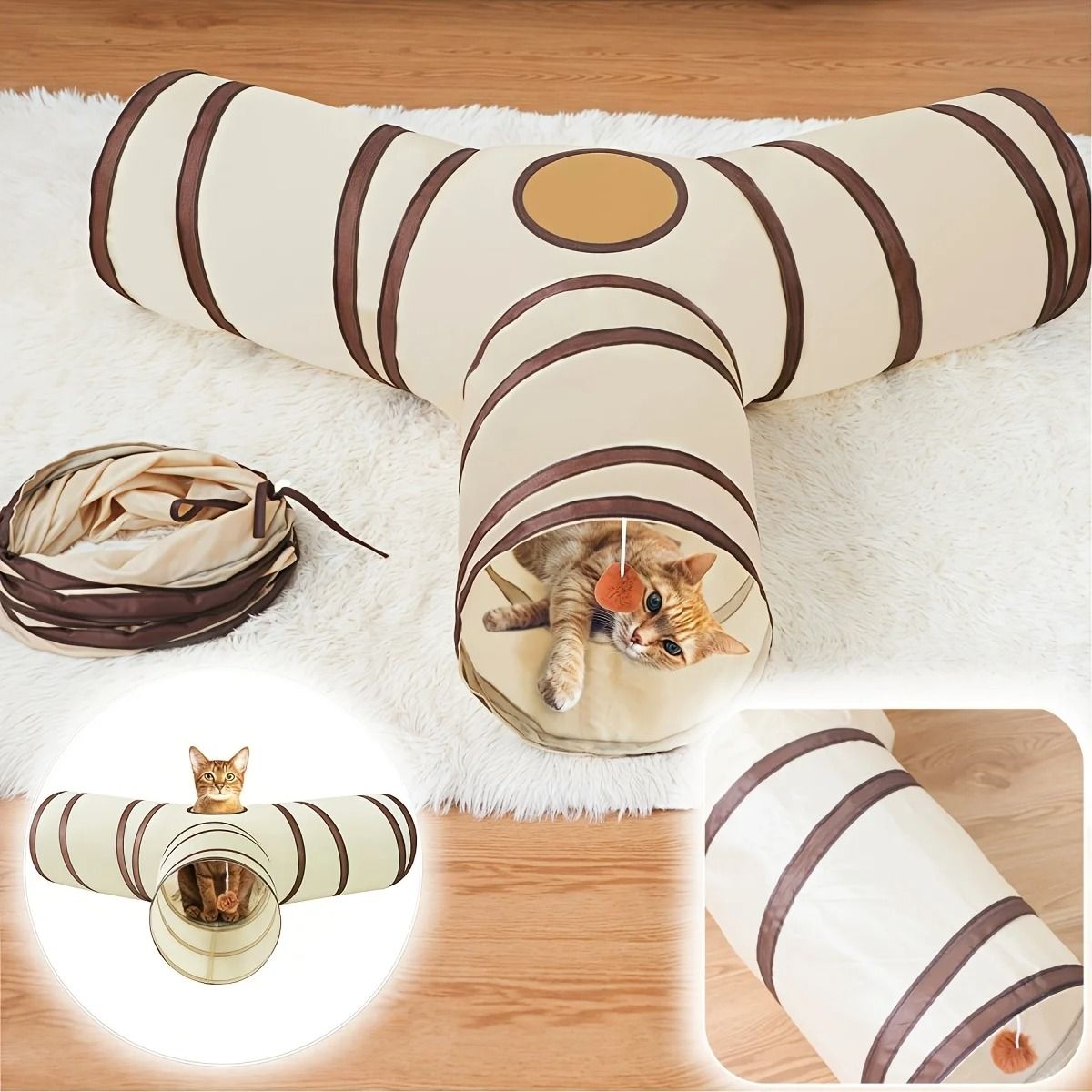 Foldable All-in-One Cat Play Tunnel for Fun and Exploration