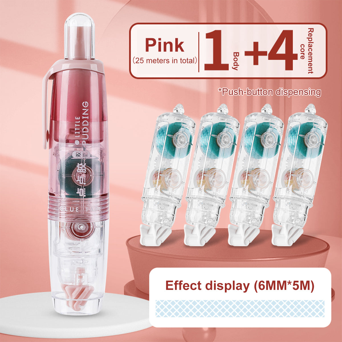 Replaceable Refills Transparent Dot Dispensing Double-sided Tape, Handbook Glue for School, Office, and Stationery Use