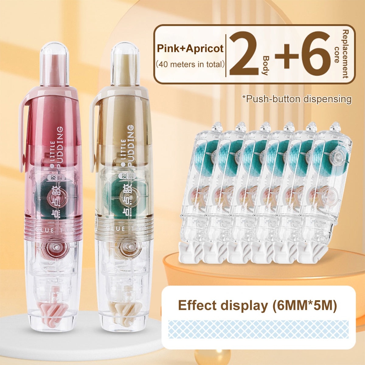 Replaceable Refills Transparent Dot Dispensing Double-sided Tape, Handbook Glue for School, Office, and Stationery Use