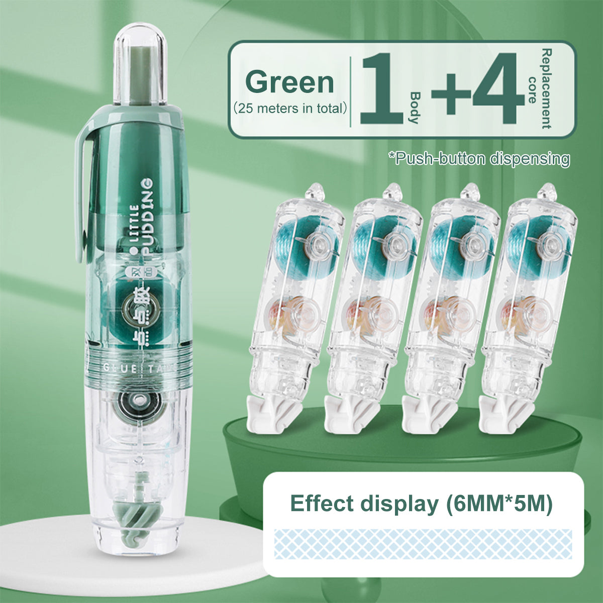 Replaceable Refills Transparent Dot Dispensing Double-sided Tape, Handbook Glue for School, Office, and Stationery Use